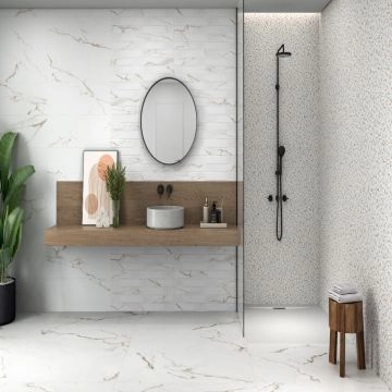 Faianta Emigres Alba Mat Gold PB RC Rectificata Mata 25 x 75 cm 8435361910231