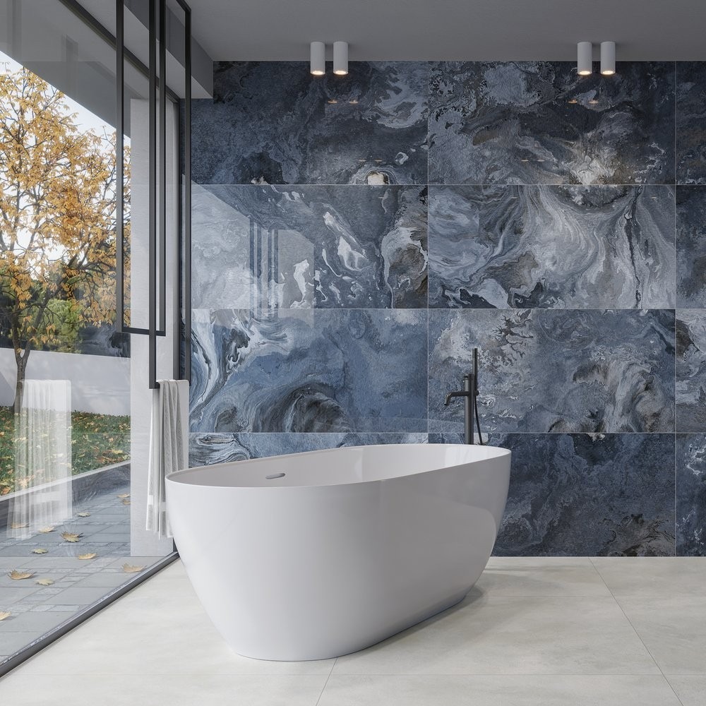 Gresie Alaplana Portelanata Urano Blue RC Rectificata Lucioasa 60 x 120 cm