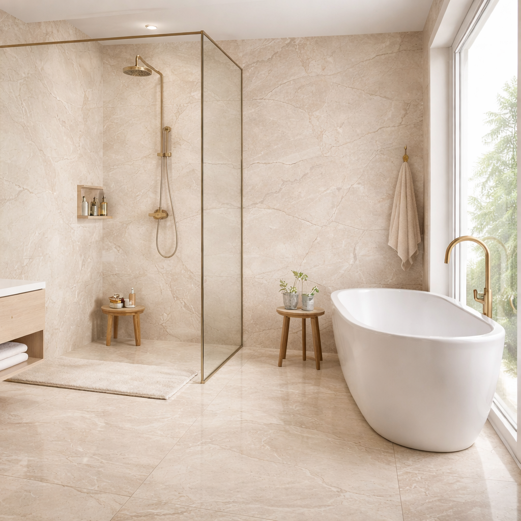 Gresie Emigres Tebas Pul Beige RC Rectificata Lucioasa 119 x 119 cm