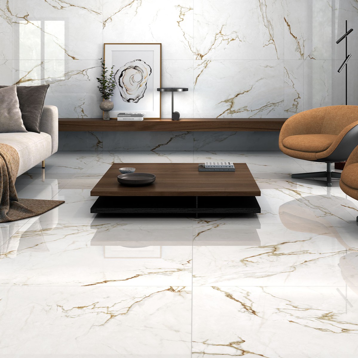Gresie Emigres Alba Pul Gold RC Rectificata Lucioasa 59 x 119 cm