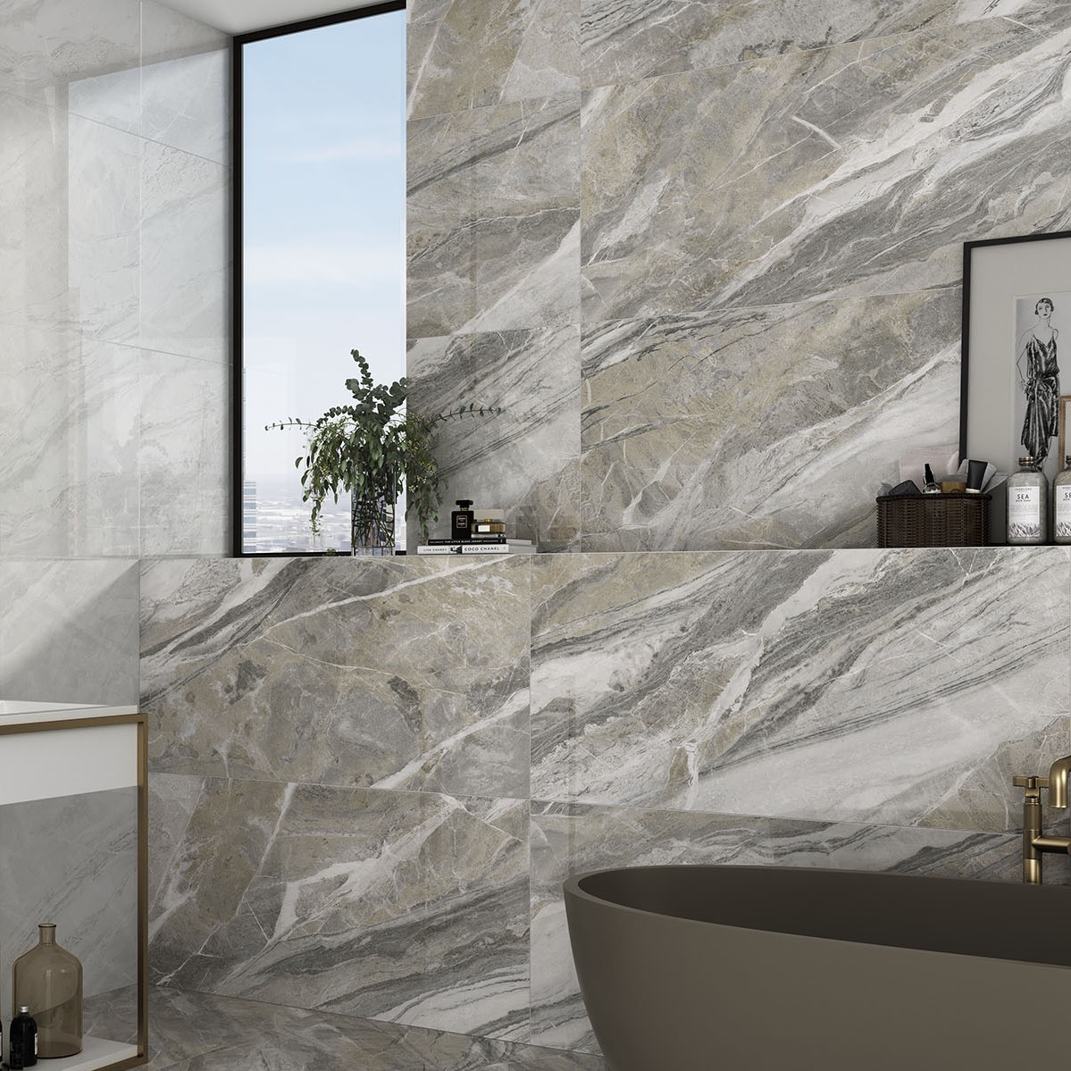 Gresie Emigres Portelanata Marina Pul Natural Rectificata Lucioasa 59 x 119 cm