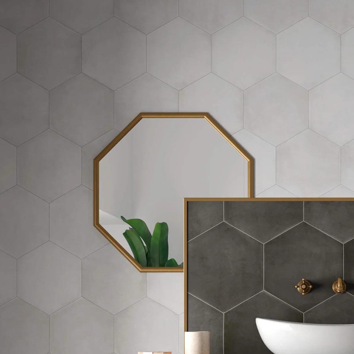 Gresie Durstone Cementine Grey Mata 23x27 cm, forma hexagonala