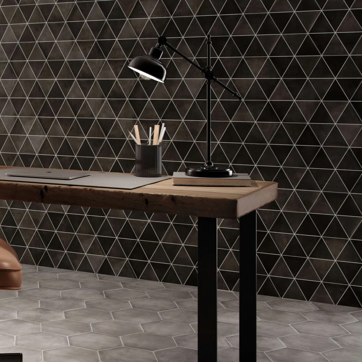 Gresie Durstone DEC Cementine Capri Black Mata 23x27 cm, forma hexagonala