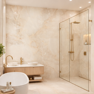 Gresie tip placa Alaplana Maxitech Bibury Beige RC Rectificata Satinata 120x280 cm grosime 6 mm