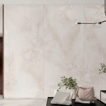 Gresie tip placa Alaplana Maxitech Bibury Beige RC Rectificata Lucioasa 120x280 cm grosime 6 mm