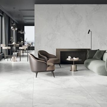 Gresie tip placa Alaplana Maxitech Bibury White RC Rectificata Lucioasa 120x280 cm grosime 6 mm