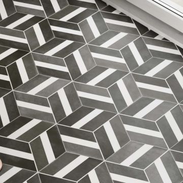 Gresie Durstone DEC Cementine Bari Black Mata 23x27 cm, forma hexagonala