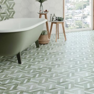 Gresie Durstone DEC Cementine Bari Aqua Mata 23x27 cm, forma hexagonala