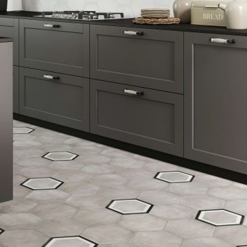 Gresie Durstone DEC Cementine Pisa Grey Mata 23x27 cm, forma hexagonala