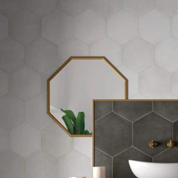 Gresie Durstone Cementine Grey Mata 23x27 cm, forma hexagonala