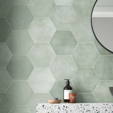 Gresie Durstone Cementine Aqua Mata 23x27 cm, forma hexagonala