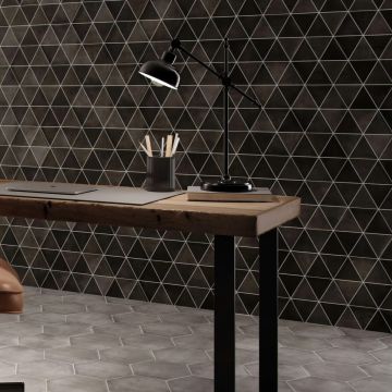 Gresie Durstone DEC Cementine Capri Black Mata 23x27 cm, forma hexagonala