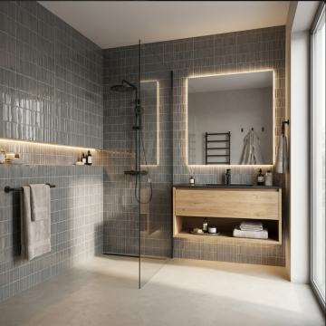 Gresie tip decor Durstone Concept Imagine Grey Portelanata Lucioasa 6x25 cm