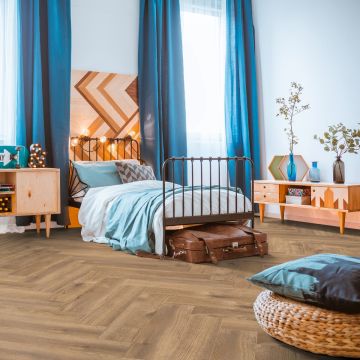 Parchet laminat 8 mm Stejar Kronotex Herringbone ton mediu D4764