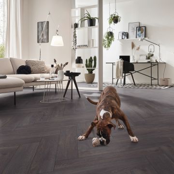 Parchet stejar laminat Kronotex Herringbone 8 mm ton inchis D6010