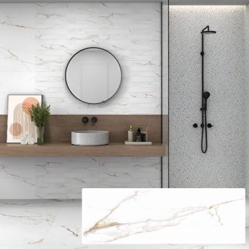 Faianta Emigres Alba Mat Gold PB RC Rectificata Mata 25 x 75 cm 8435361910231