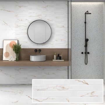 Faianta Emigres Dec Alba Mat Gold PB RC Rectificata Mata 25 x 75 cm 8435361910255