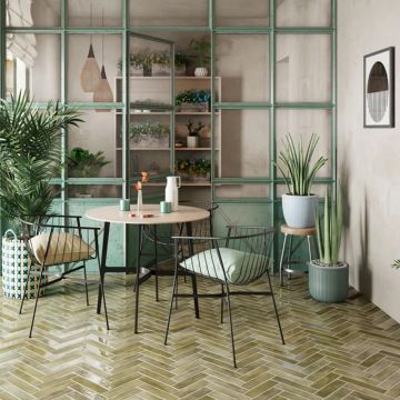 Gresie tip decor Durstone Imagine Olive Portelanata Lucioasa 6x25 cm