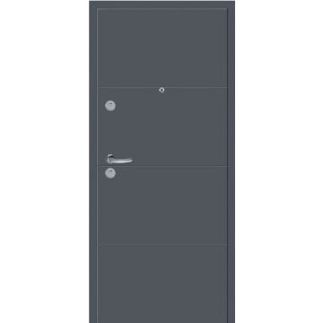 Usa metalica apartament Naturen Ingresso 2 model L3, izolata fonic si termic, 3 bolturi antiefractie, gri