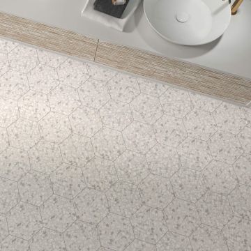 Gresie Durstone Terazzo Talc RC Rectificata Mata Antiderapanta 23 x 27 cm
