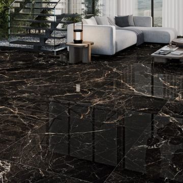 Gresie Fanal Windsor Black RC Rectificata Lucioasa 90 x 90 cm