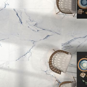 Gresie Emigres Alba Pul Azul RC Rectificata Lucioasa 59 x 119 cm