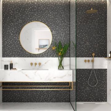 Faianta Emigres Mos Lucia Negro PR RC Rectificata Lucioasa 30 x 90 cm