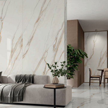 Gresie tip placa Alaplana Maxitech Classic Gold RC Rectificata Lucioasa 120x280 cm grosime 6 mm