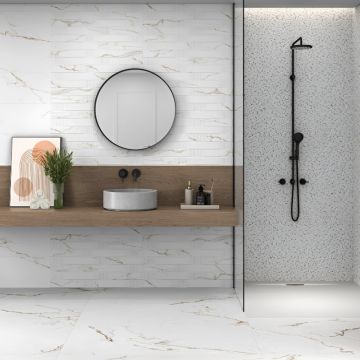 Faianta Emigres Dec Alba Mat Gold PB RC Rectificata Mata 25 x 75 cm 8435361910255