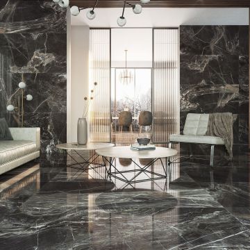 Gresie Emigres Nero Pul RC Rectificata Lucioasa 59 x 119 cm