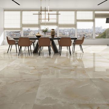 Gresie Fanal Onix Beige RC Rectificata Lucioasa 90 x 90 cm