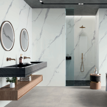 Gresie tip placa Alaplana Maxitech Pune White RC Rectificata Lucioasa 120x280 cm grosime 6 mm