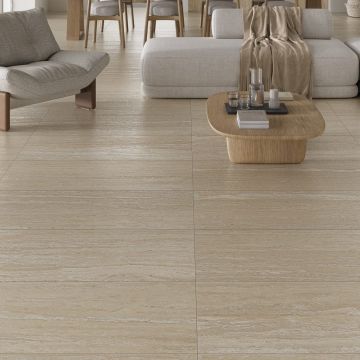 Gresie Fanal Travertino Beige 3DSoft RC Rectificata Satinata 120 x 120 cm