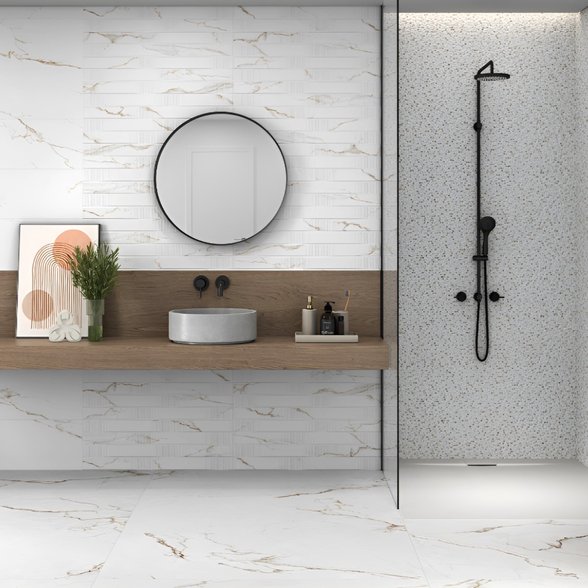 Faianta Emigres Alba Mat Gold PB RC Rectificata Mata 25 x 75 cm 8435361910255