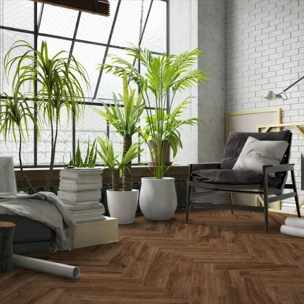 Parchet SPC The Floor Herringbone 6 mm Stejar ton inchis P1005