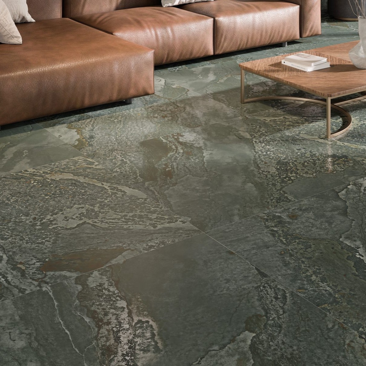 Gresie Fanal Planet Green Metal Shine RC Rectificata Lucioasa 90 x 90 cm