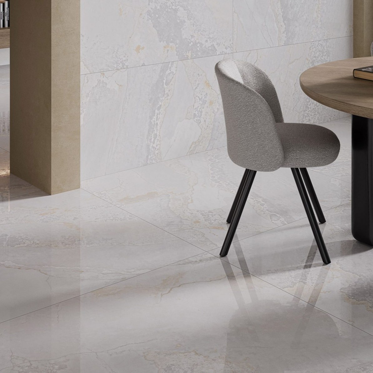 Gresie Fanal Planet White Metal Shine RC Rectificata Lucioasa 90 x 90 cm