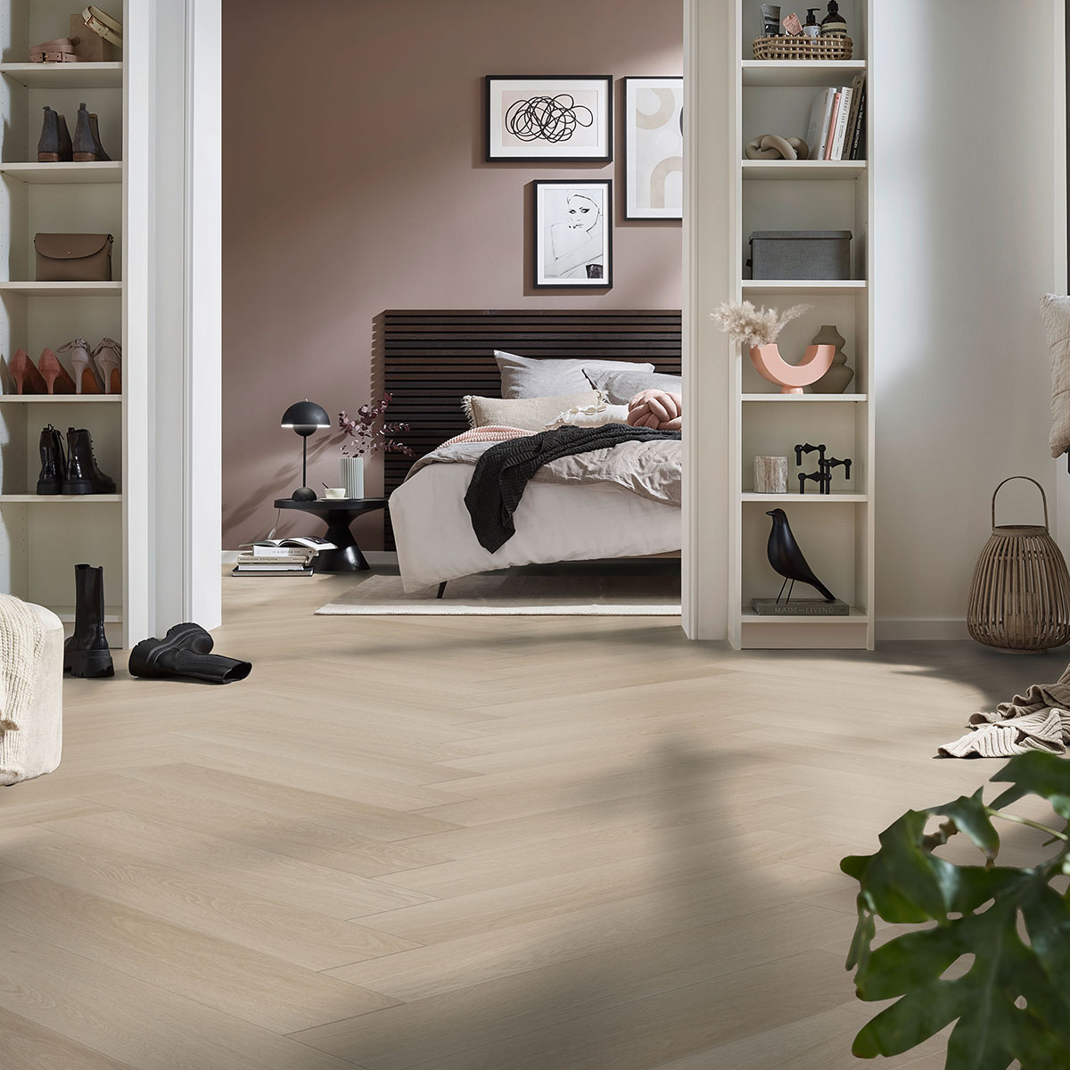 Parchet SPC 6 mm Corepel Swiss Krono herringbone Beige Oak S41502