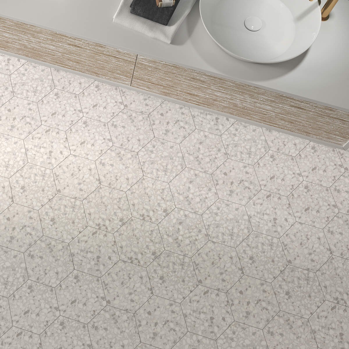 Gresie Durstone Terazzo Talc RC Rectificata Mata Antiderapanta 23 x 27 cm