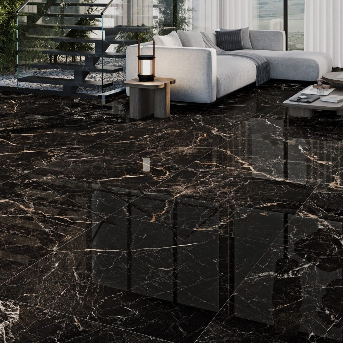 Gresie Fanal Windsor Black RC Rectificata Lucioasa 90 x 90 cm